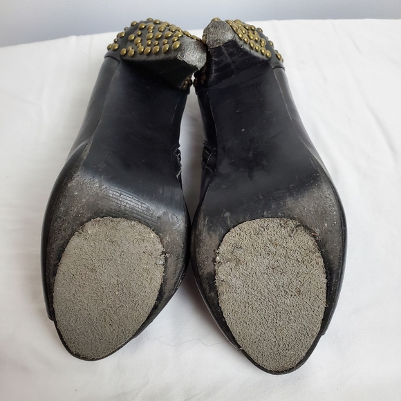 Open Toe Black Heels with Gold studded Heels - Picture 8 of 8